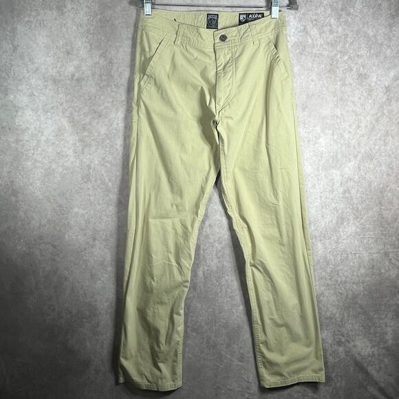 Kuhl Slax Pants‎ Mens 30X32 Tan Chino Style Flat Front Lean Fit Outdoor Gorpcore - Picture 1 of 11